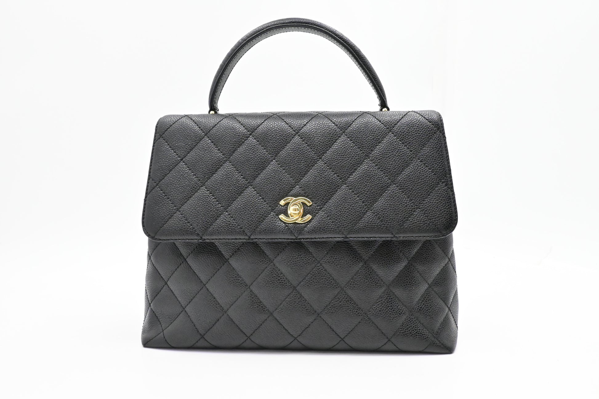 Chanel Kelly Caviar Black Leather Handbag Leather 1