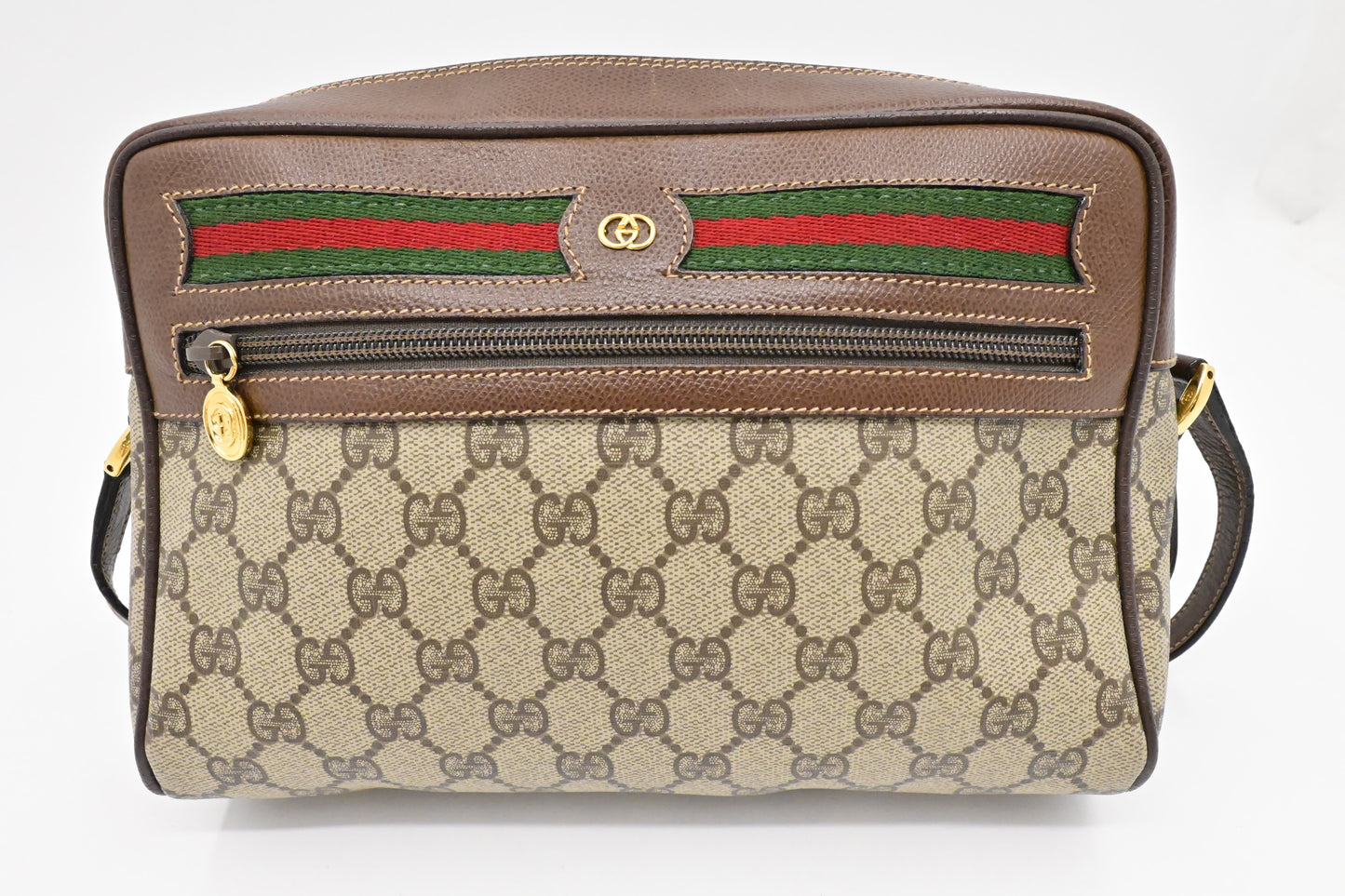 Gucci GG Supreme & Leather Canvas Brown Crossbody Bag