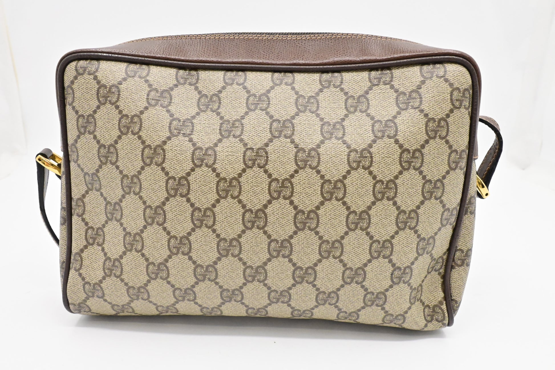 Gucci GG Supreme & Leather Canvas Brown Crossbody Bag