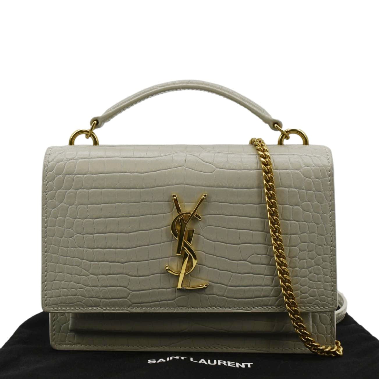 YSL Saint Laurent Yves Sunset Crocodile Crossbody Bag Ivory Leather Embossed Sunset Croc 1