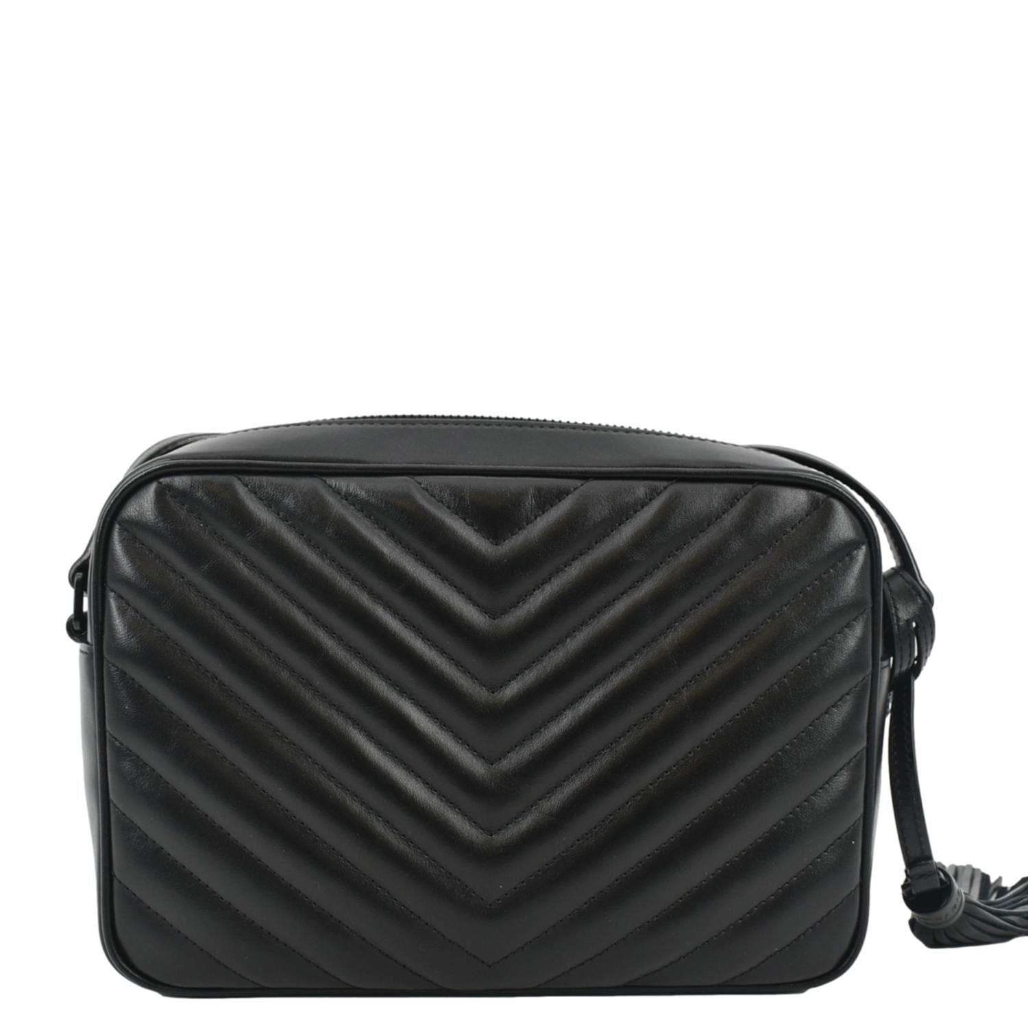YSL Saint Laurent Yves Lou Chevron Camera Crossbody Bag Leather Black Camera Bag 7