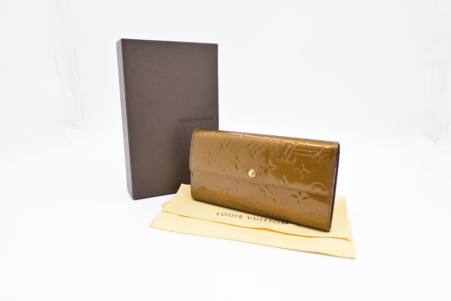 Louis Vuitton Sarah Bronze Leather Vernis Wallet Case