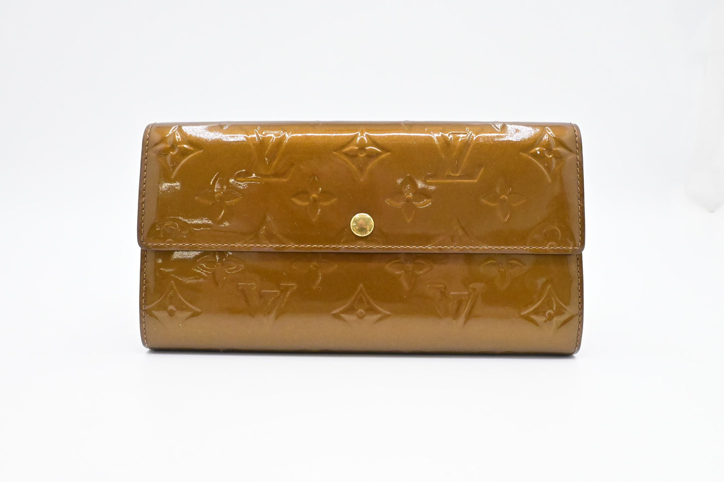 Louis Vuitton Sarah Bronze Leather Vernis Wallet Case