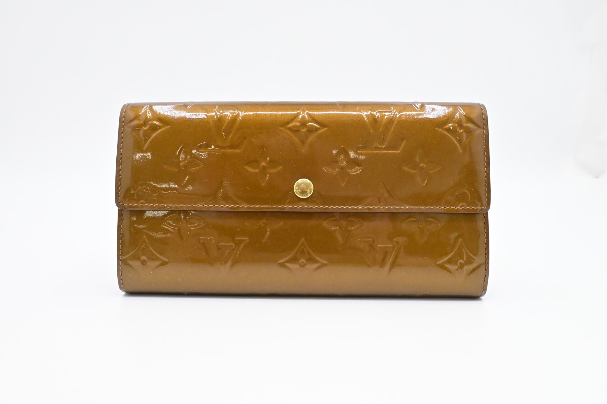 Louis Vuitton Sarah Bronze Leather Vernis Wallet Case