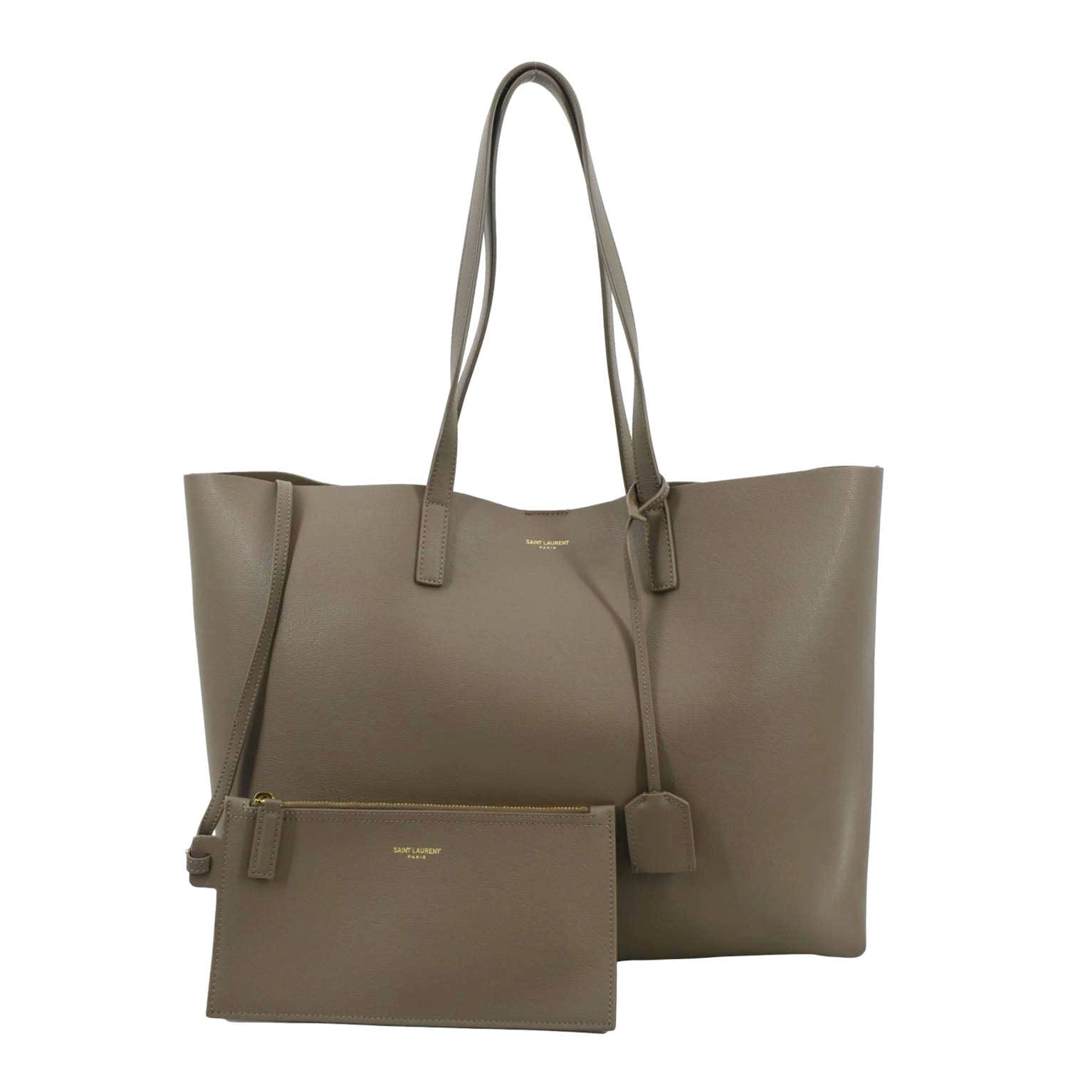 YSL Saint Laurent Saint East West Shopping Tote Bag Leather Beige