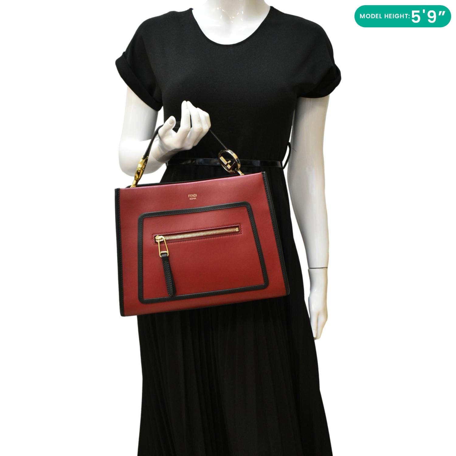 Fendi Runaway Tote Bag Leather Red Small