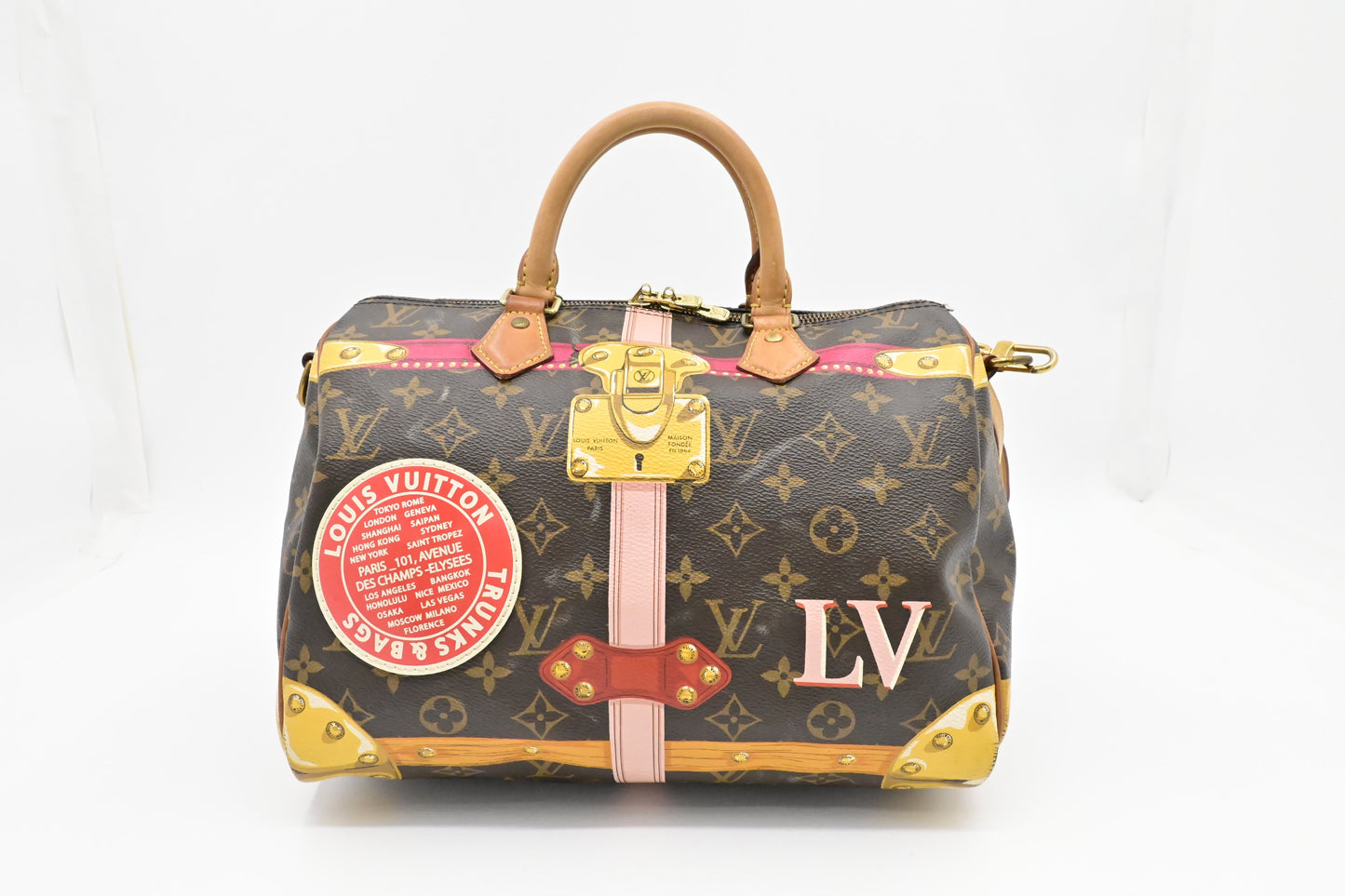 Louis Vuitton Speedy 30 Bandouliere Summer Trunks Monogram Handbag