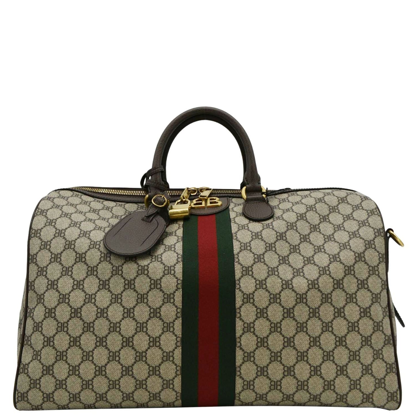 Gucci Ophidia Carry On Supreme Bb Web Duffle Beige Travel Bag