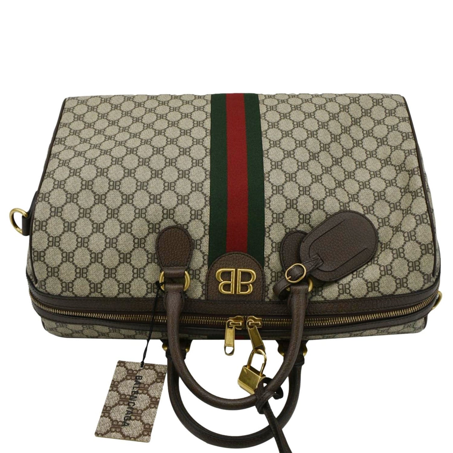 Gucci Ophidia Carry On Supreme Bb Web Duffle Beige Travel Bag