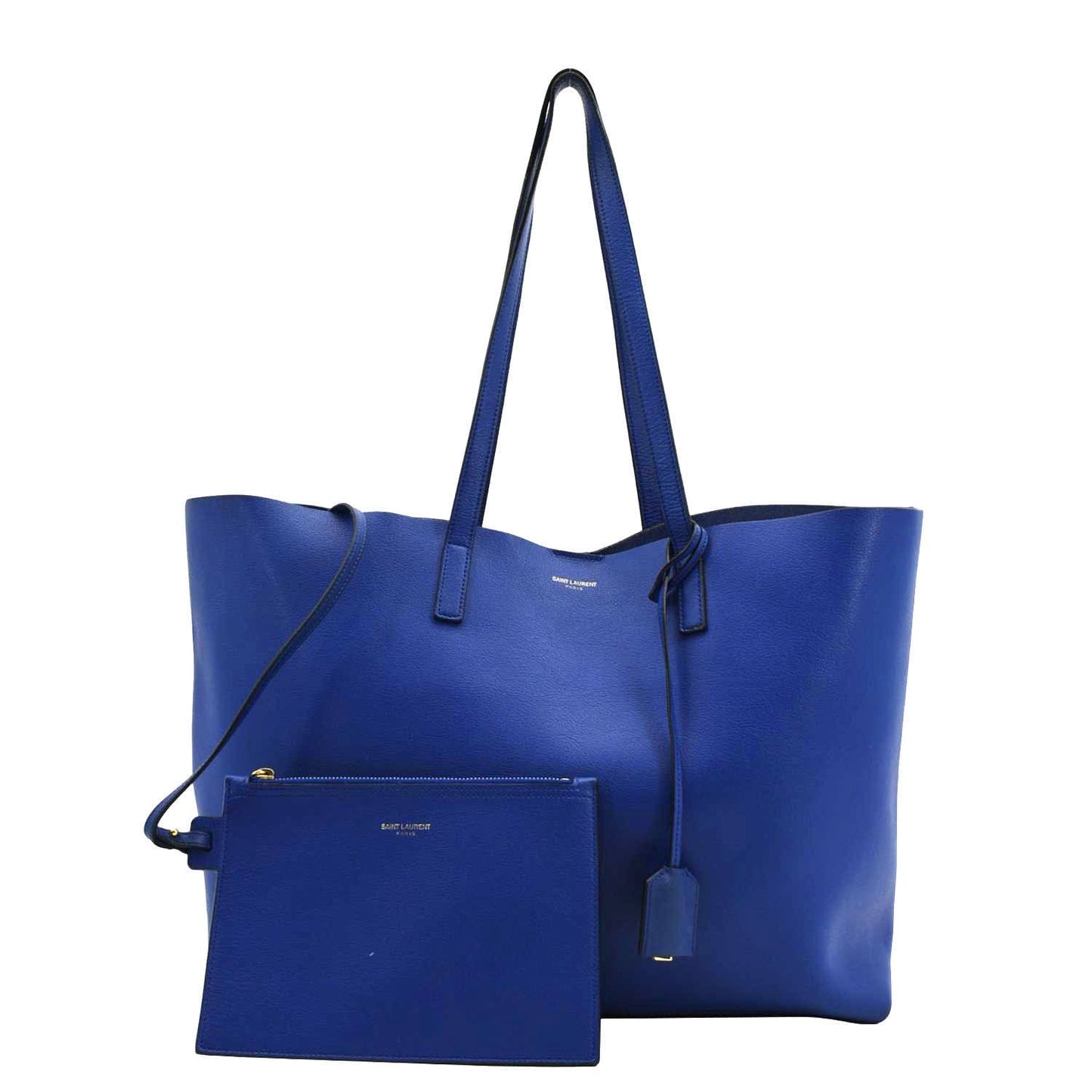 YSL Saint Laurent Saint Shopping Tote Bag Leather Blue