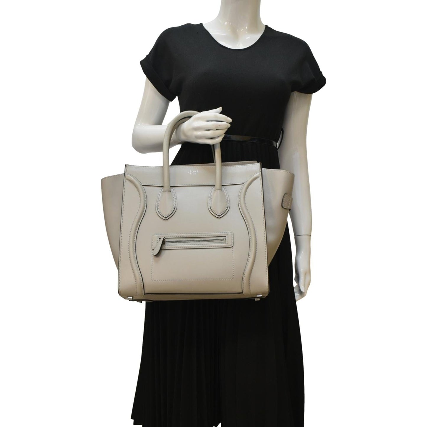 Luggage Smooth Tote Bag Gray Leather
