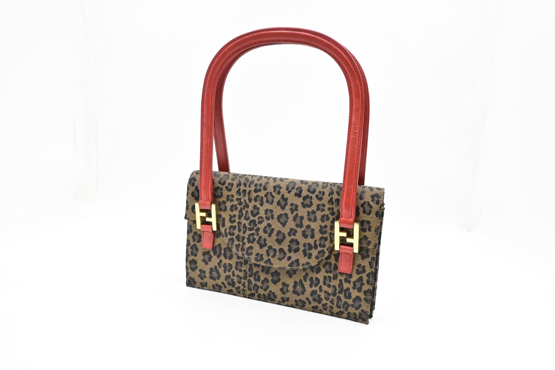 Fendi Handbag In Leopard Canvas Brown Travel Bag