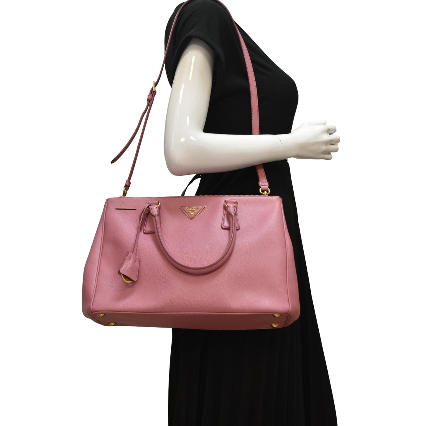 Galleria Double Zip Saffiano Tote Bag Leather Pink Bag Pink