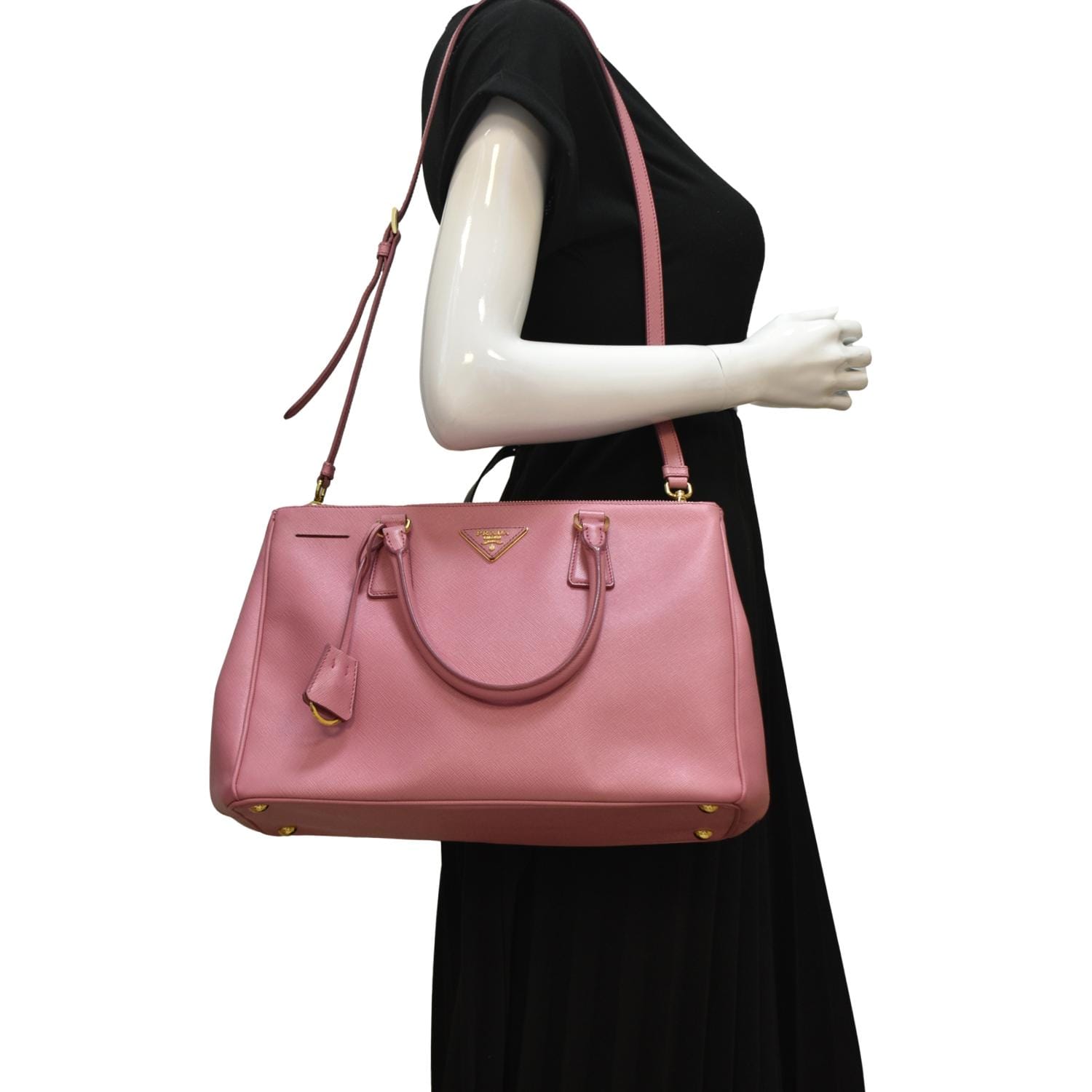 Galleria Double Zip Saffiano Tote Bag Leather Pink Bag Pink
