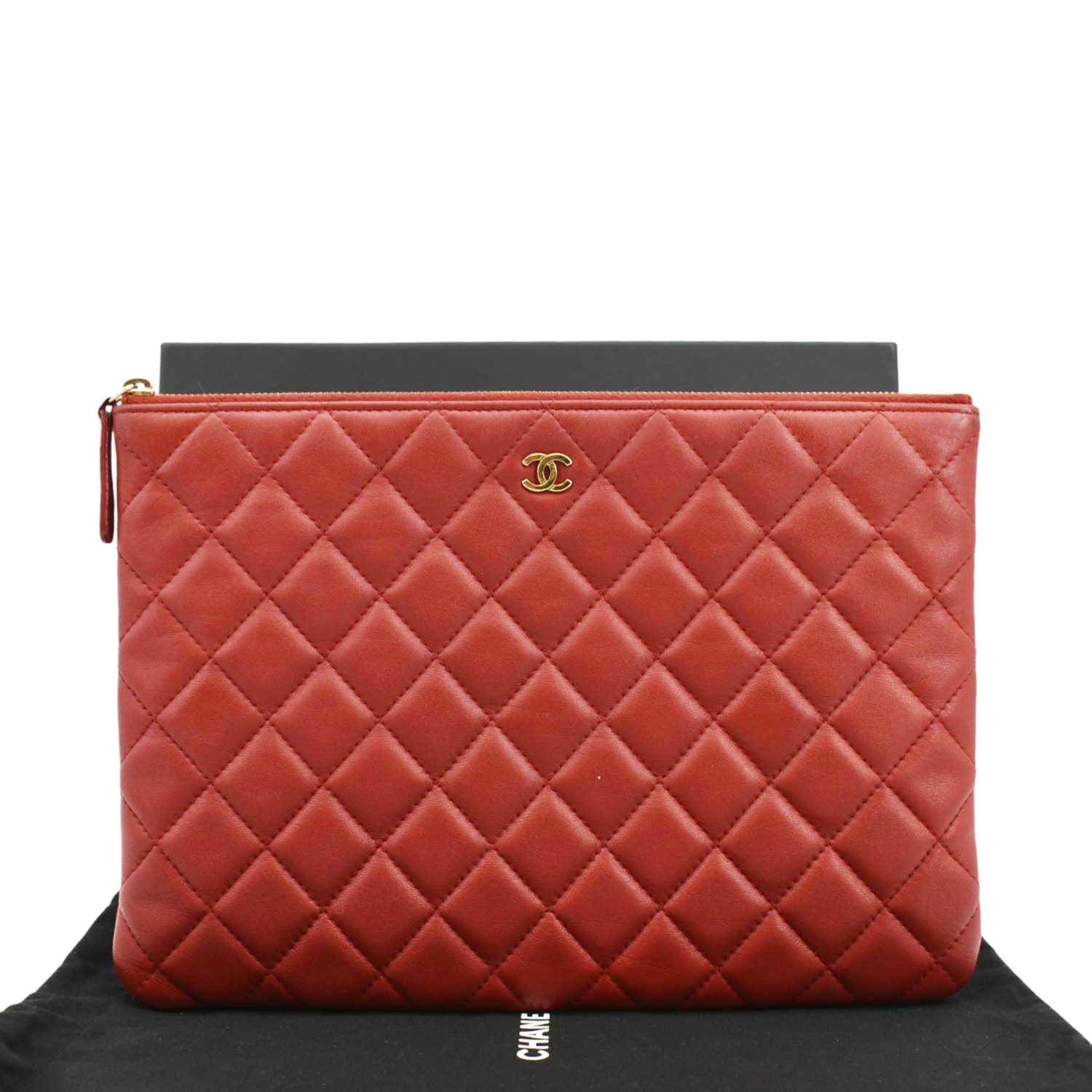 Chanel Classic O- Zip Leather Red Travel Bag