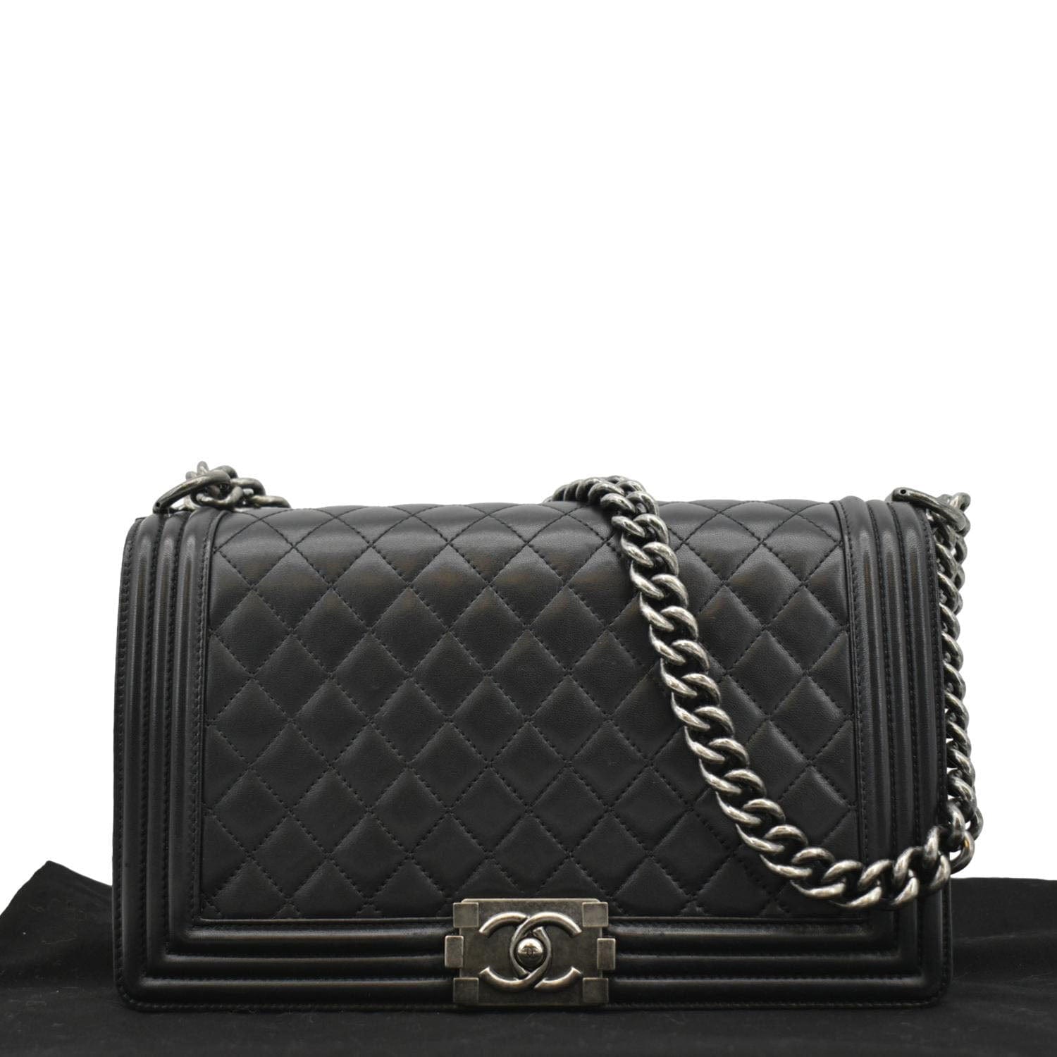Chanel Boy Flap Quilted Leather Black Travel Bag