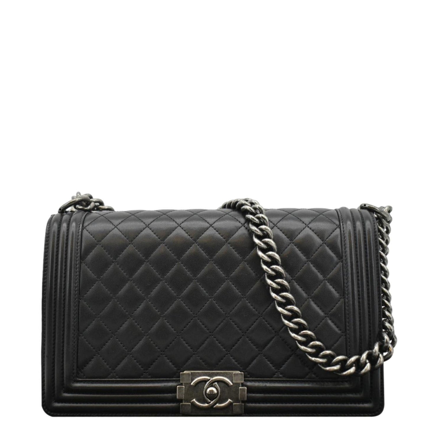 Chanel Boy Flap Quilted Leather Black Travel Bag