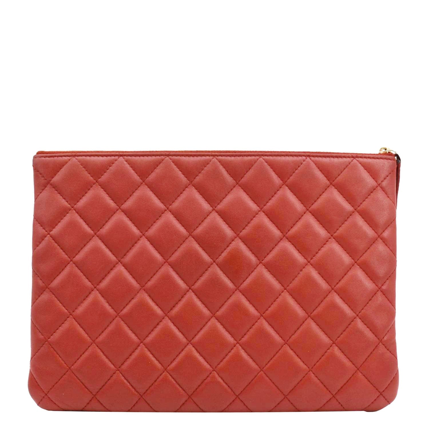 Chanel Classic O-Case Leather Zip Pouch Red