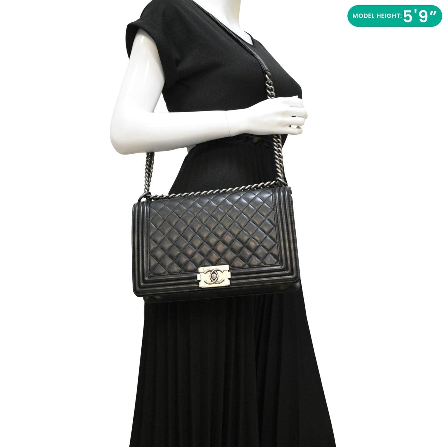 Chanel Boy Flap Quilted Leather Black Travel Bag