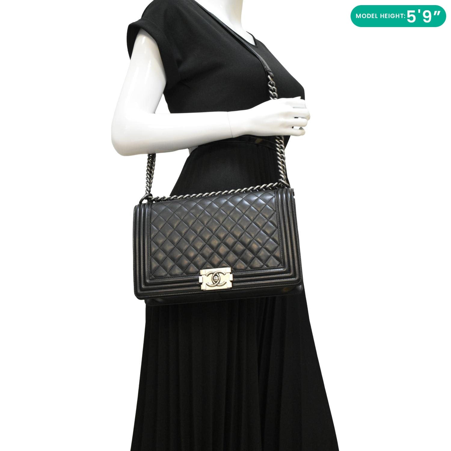 Chanel Boy Flap Quilted Leather Black Travel Bag