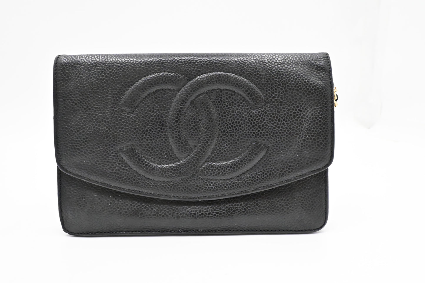 Chanel on Caviar Black Leather Wallet Case
