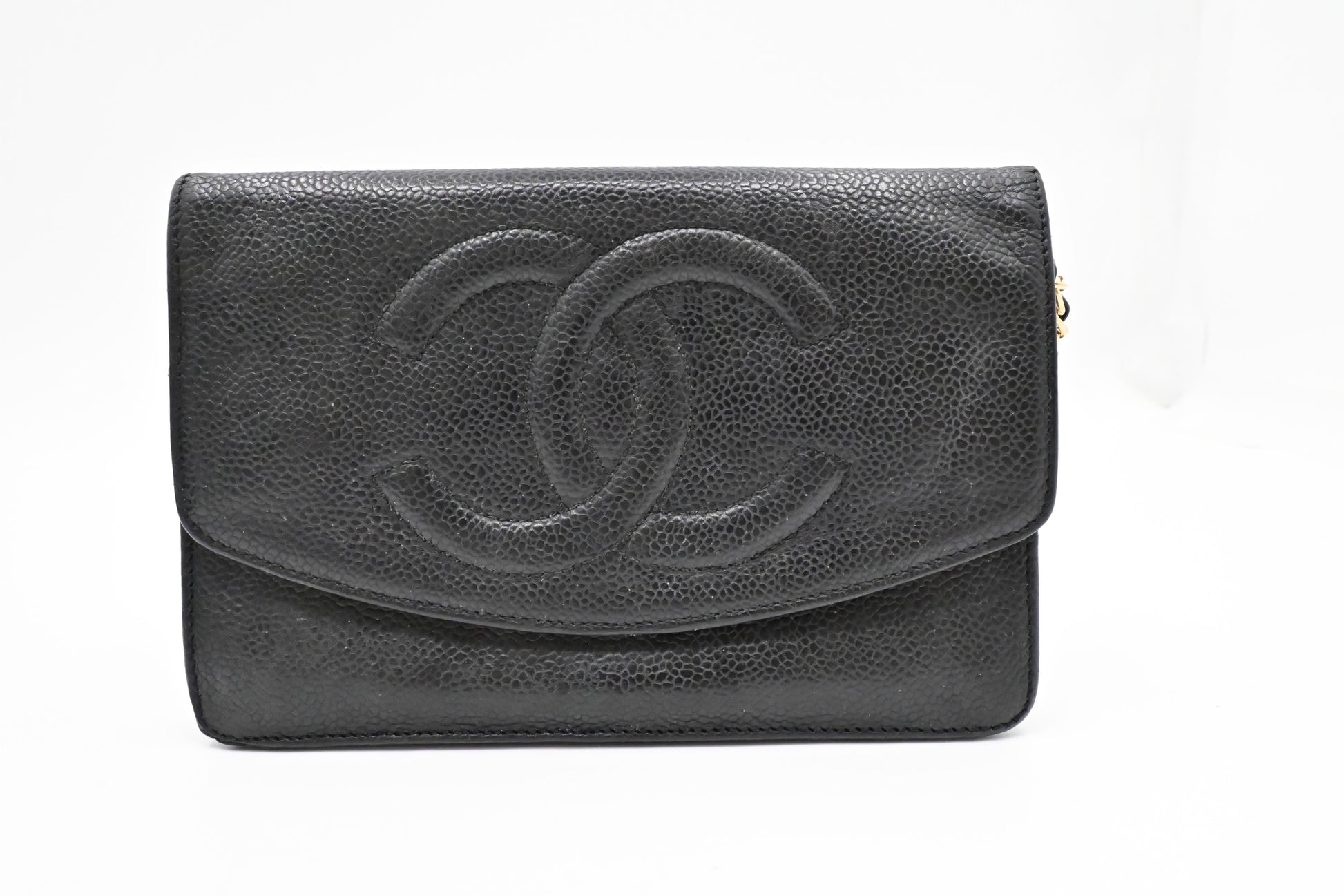 Chanel on Caviar Black Leather Wallet Case