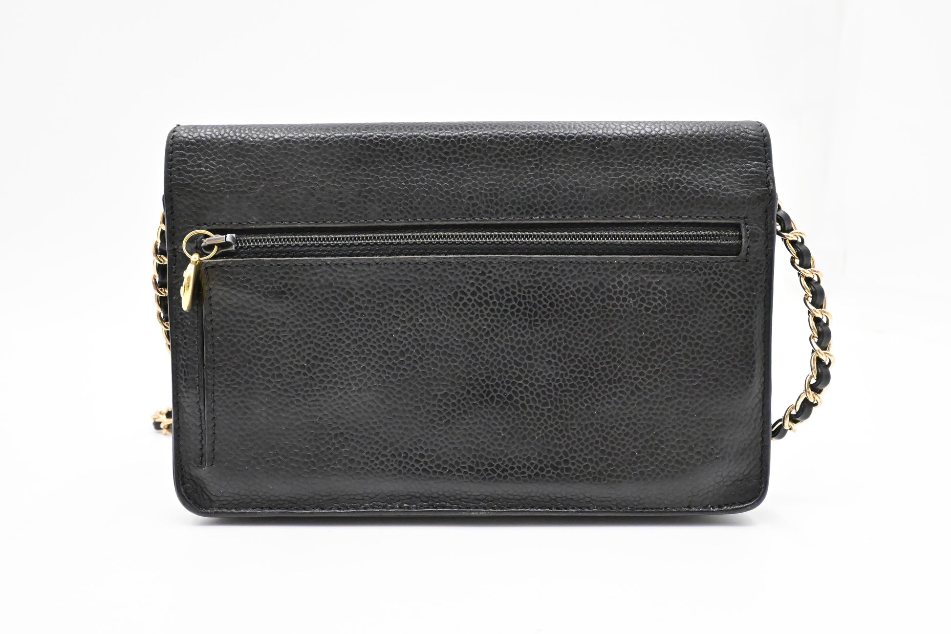 Chanel on Caviar Black Leather Wallet Case