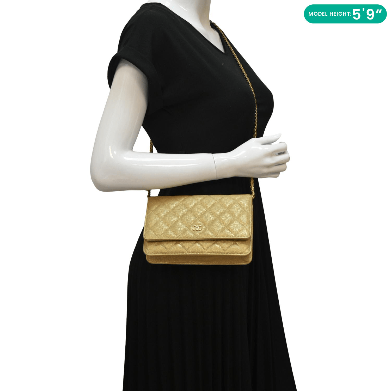 Chanel WOC Quilted Caviar Leather Beige Travel Bag