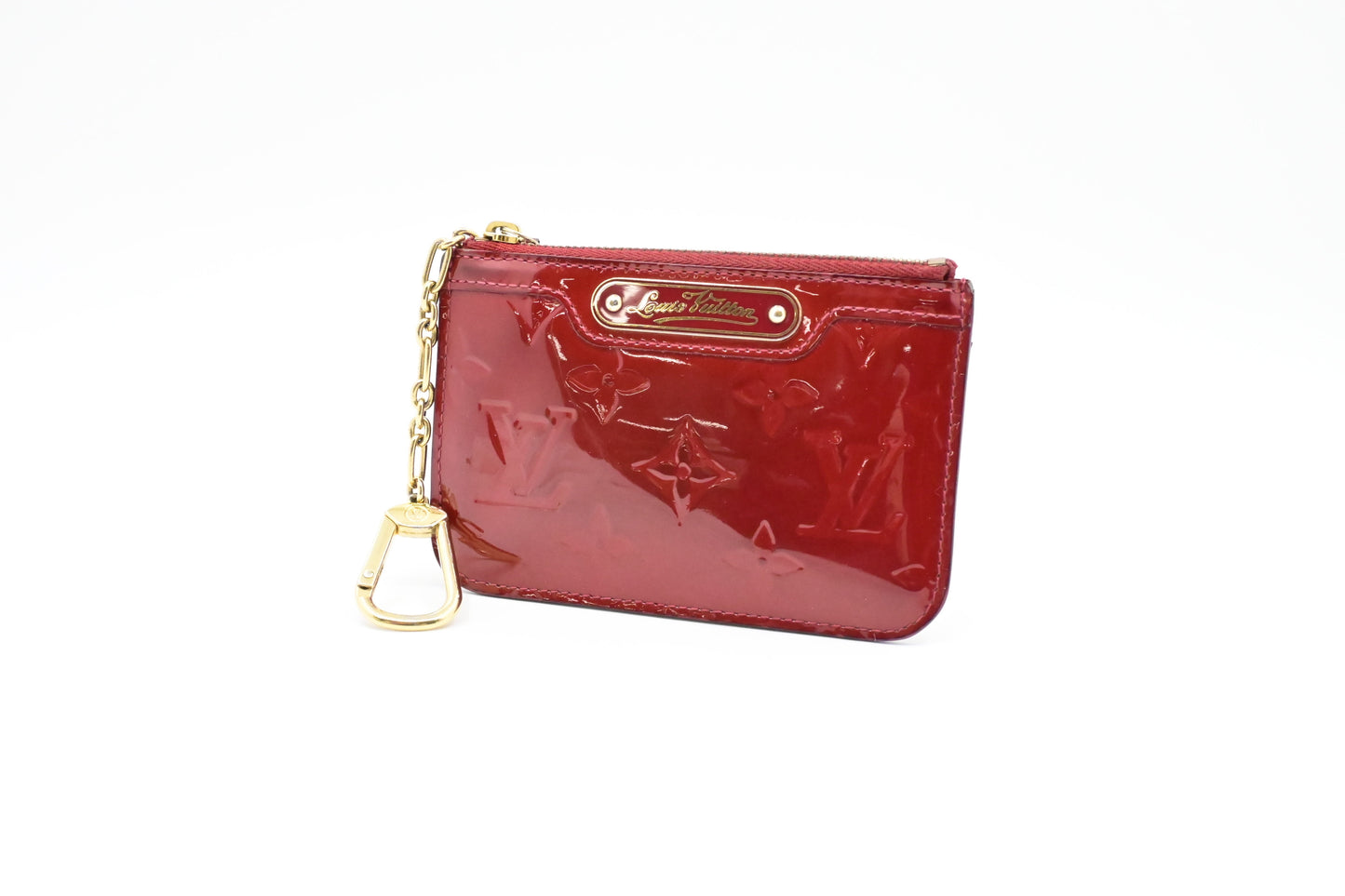 Louis Vuitton Pochette Cles Vernis Leather Red Wallet Case