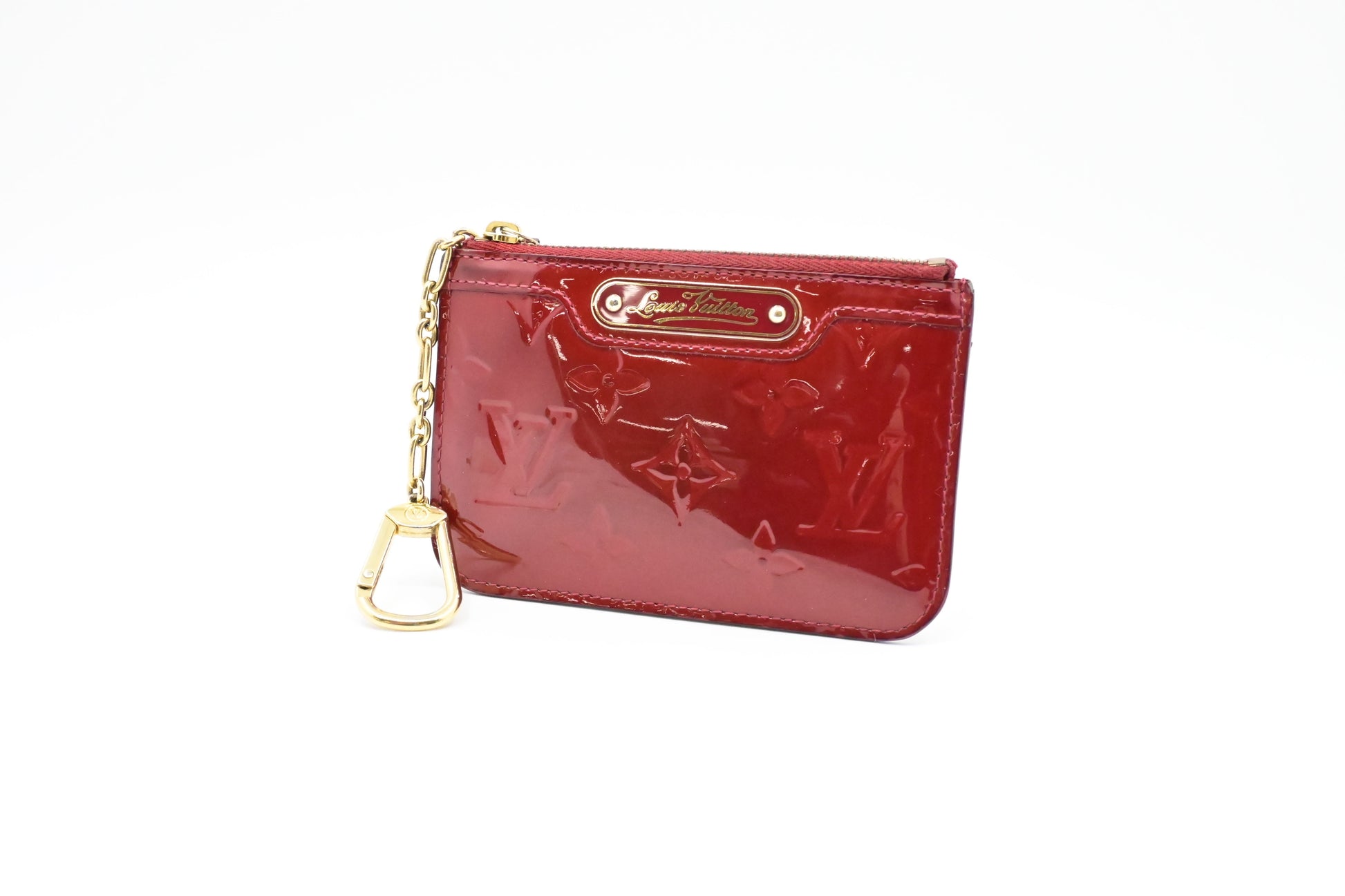 Louis Vuitton Pochette Cles Vernis Leather Red Wallet Case