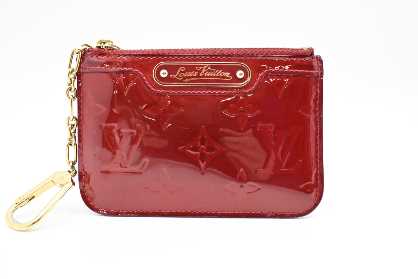 Louis Vuitton Pochette Cles Vernis Leather Red Wallet Case