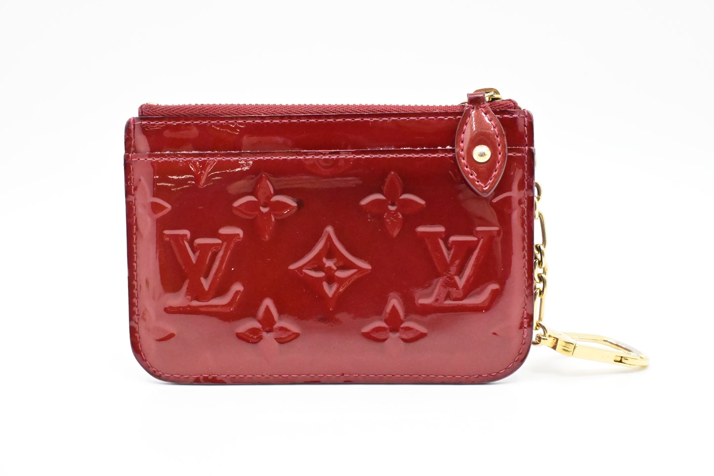 Louis Vuitton Pochette Cles Vernis Leather Red Wallet Case