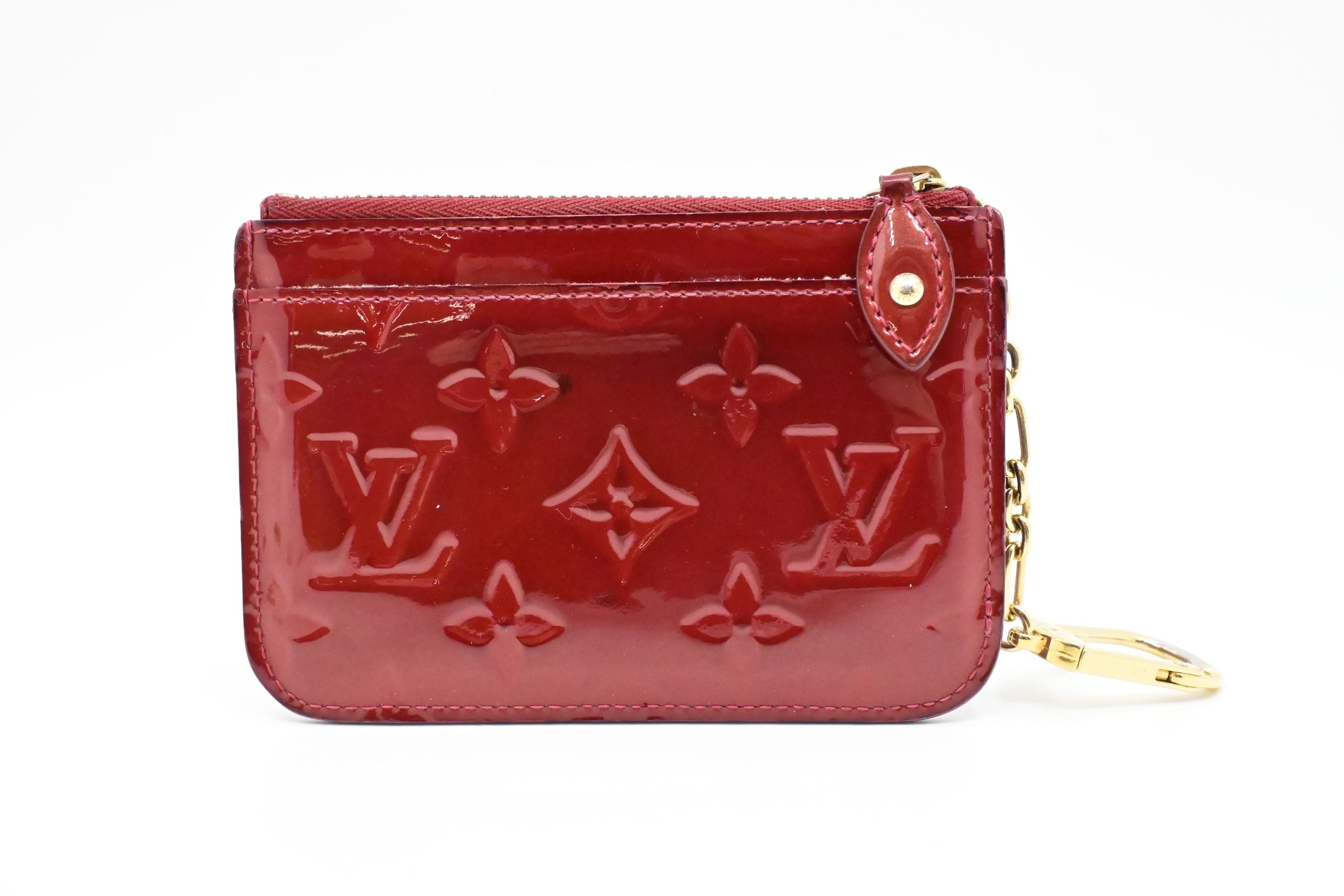 Louis Vuitton Pochette Cles Vernis Leather Red Wallet Case