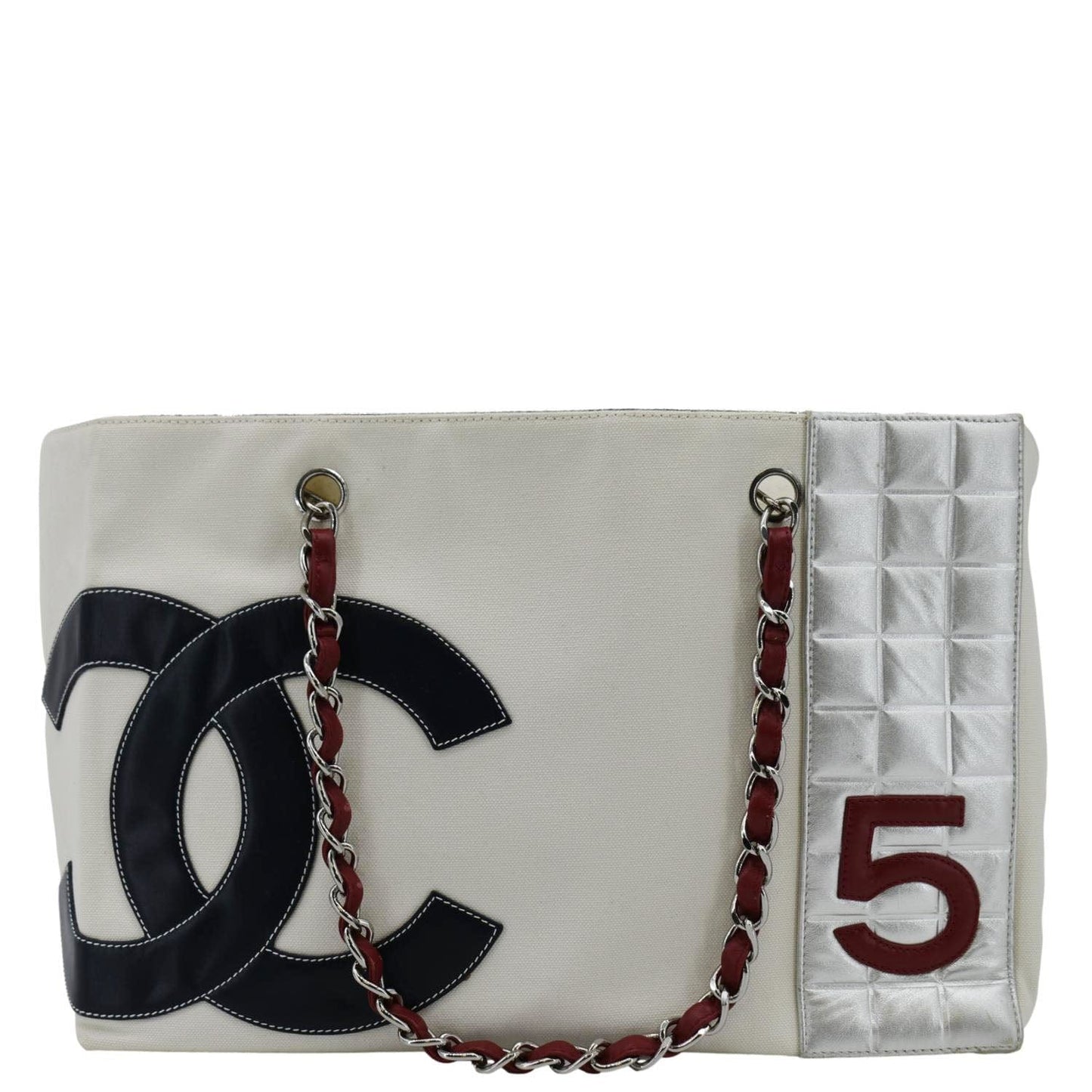 Chanel Foil No.5 Shopping Canvas White Travel Bag