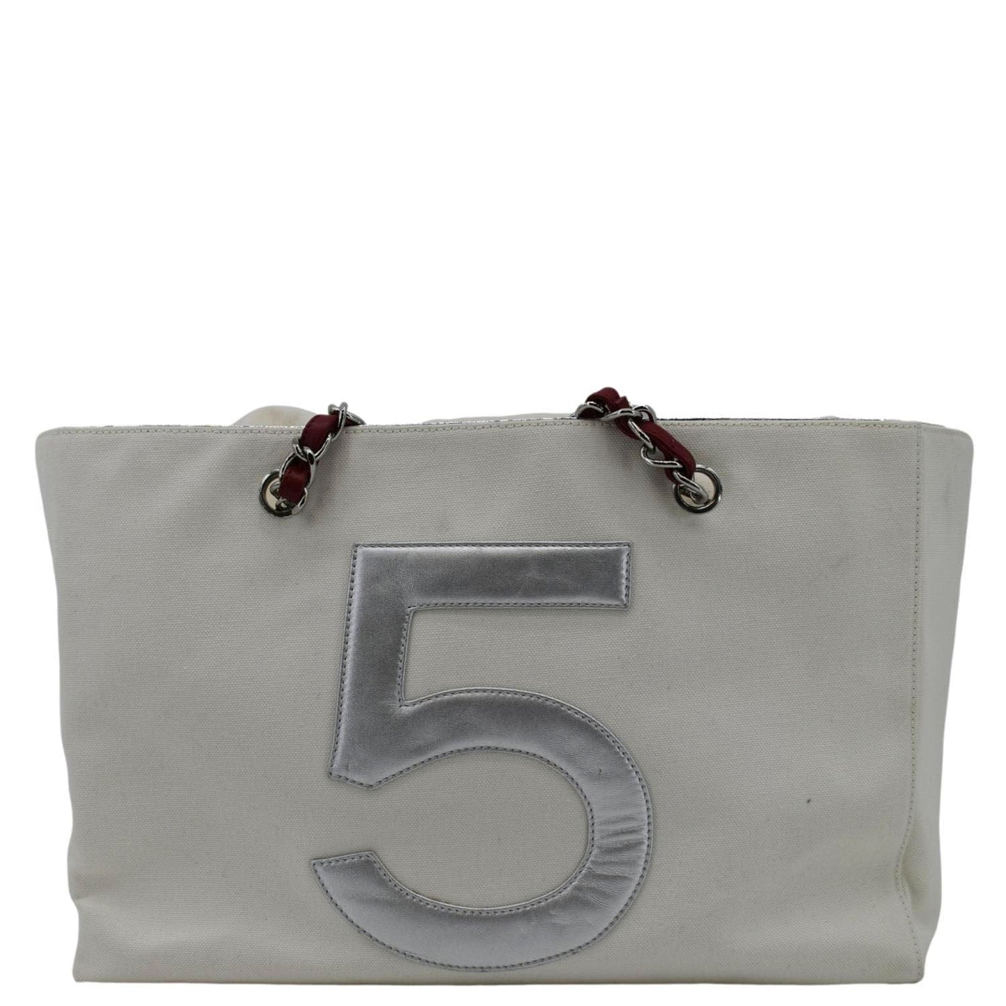 Chanel Foil No.5 Shopping Canvas White Travel Bag
