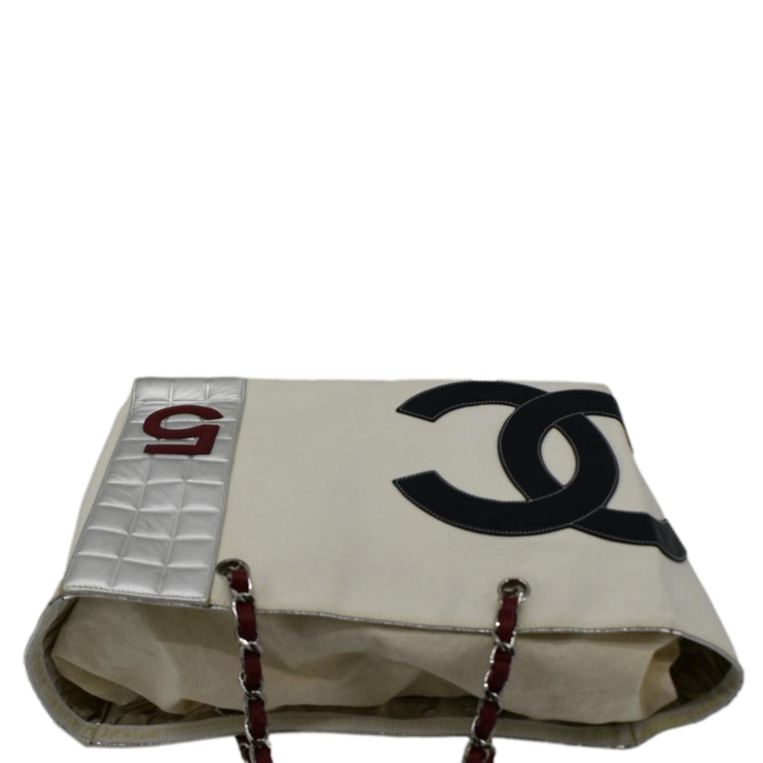 Chanel Foil No.5 Shopping Canvas White Travel Bag
