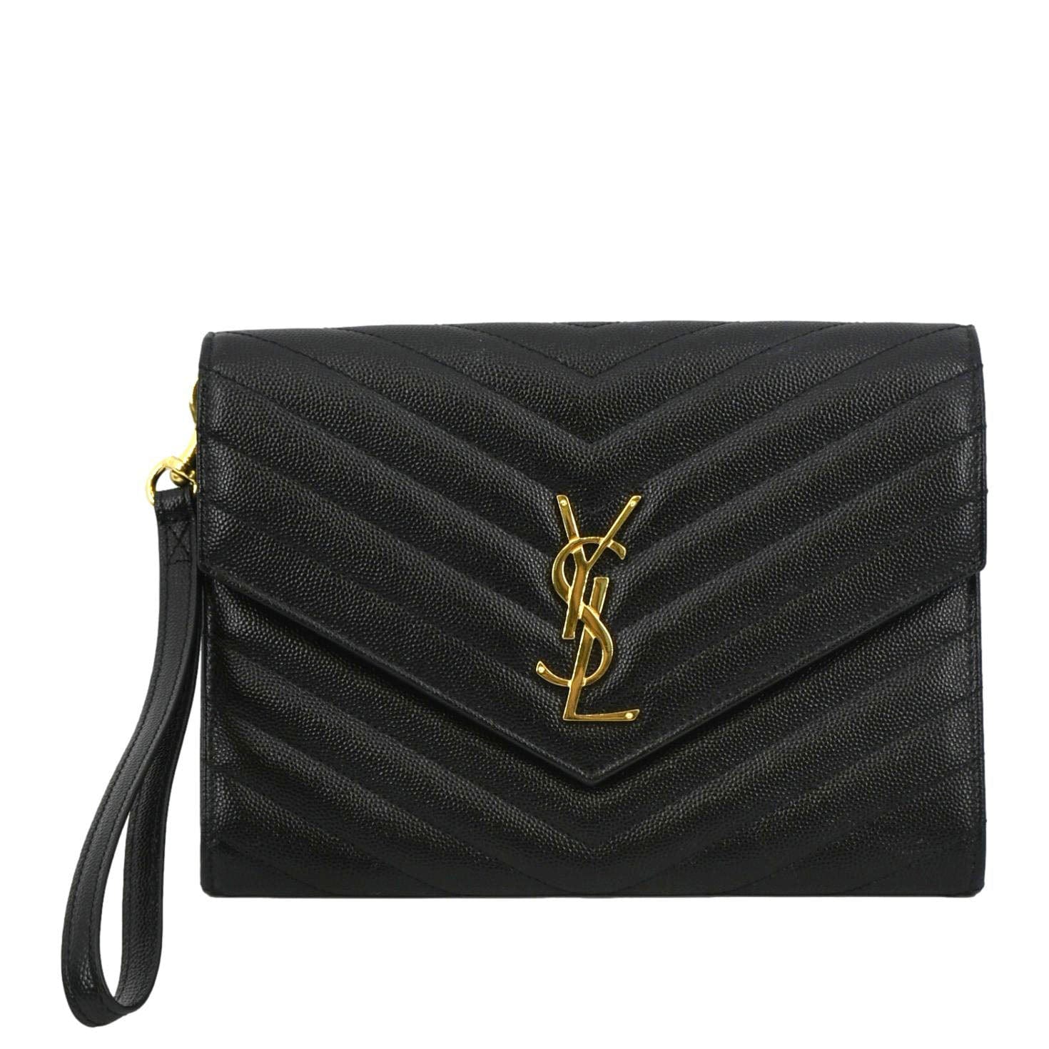 YSL Saint Laurent Saint Clutch Medium Pouch Leather Matelasse Clutch Bag