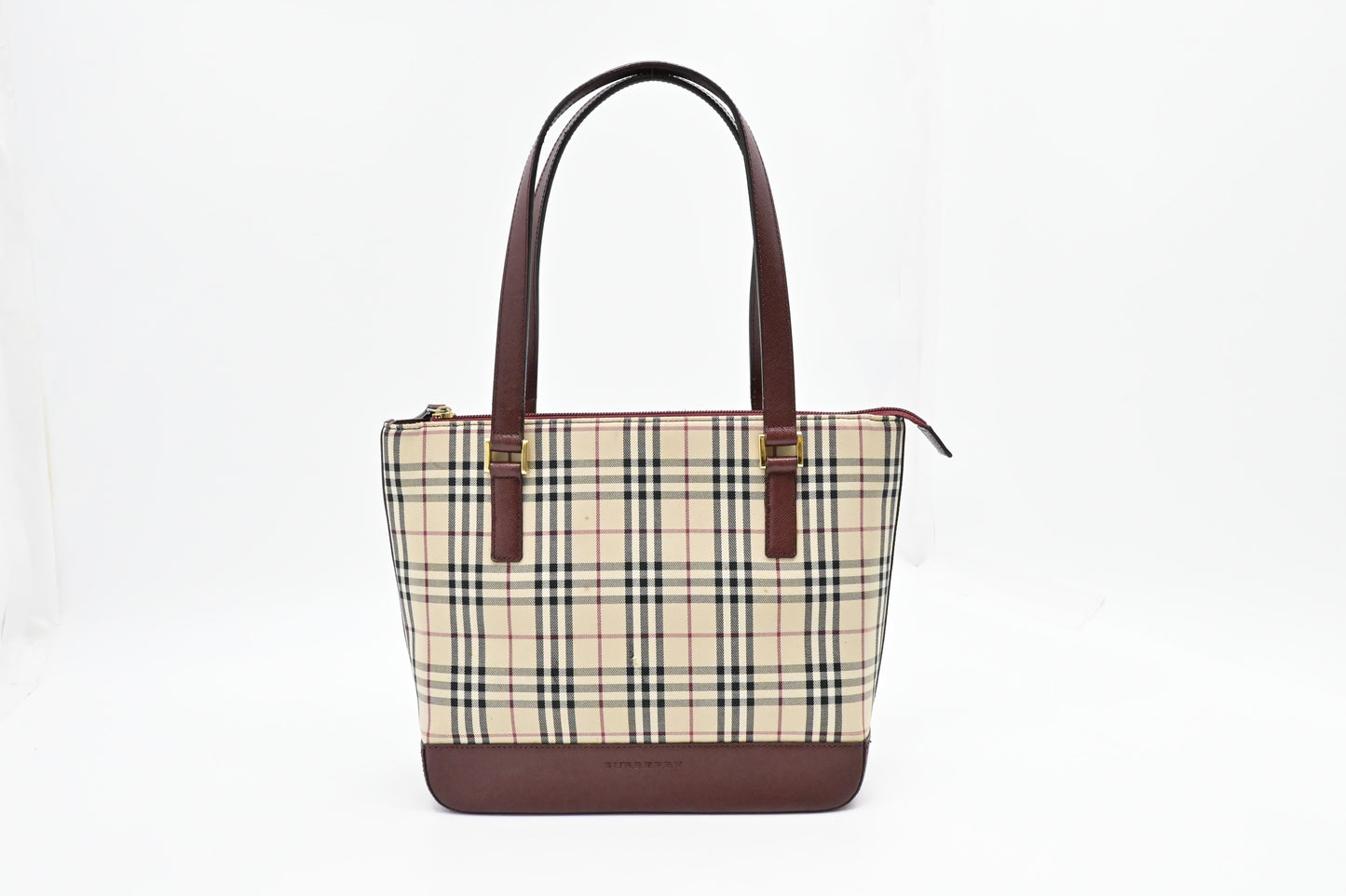 Burberry Shoulder Bag In Checked Canvas Cream