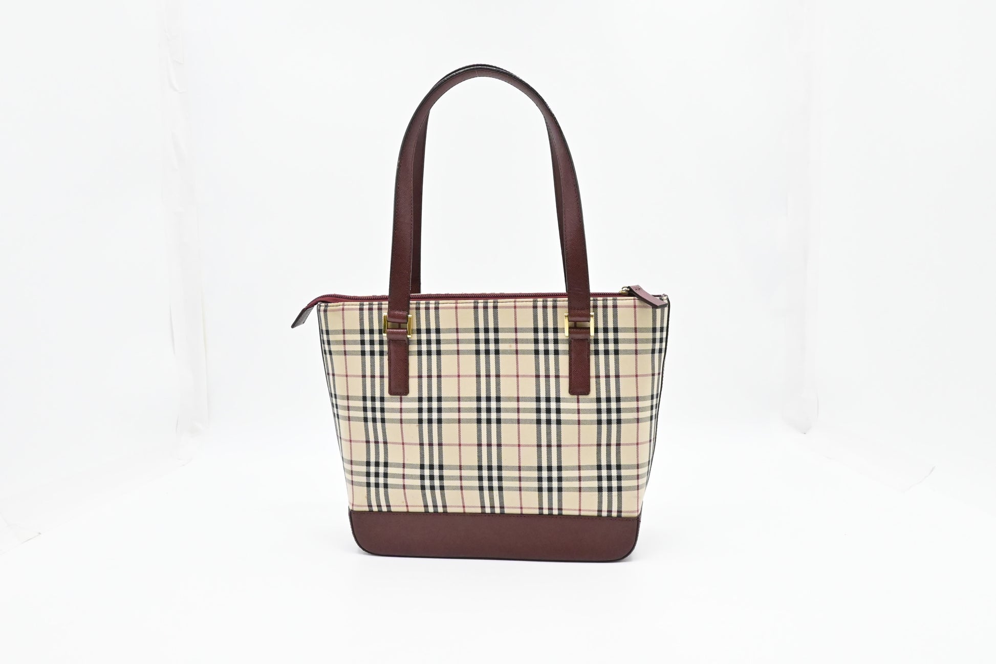 Burberry Shoulder Bag In Checked Canvas Cream