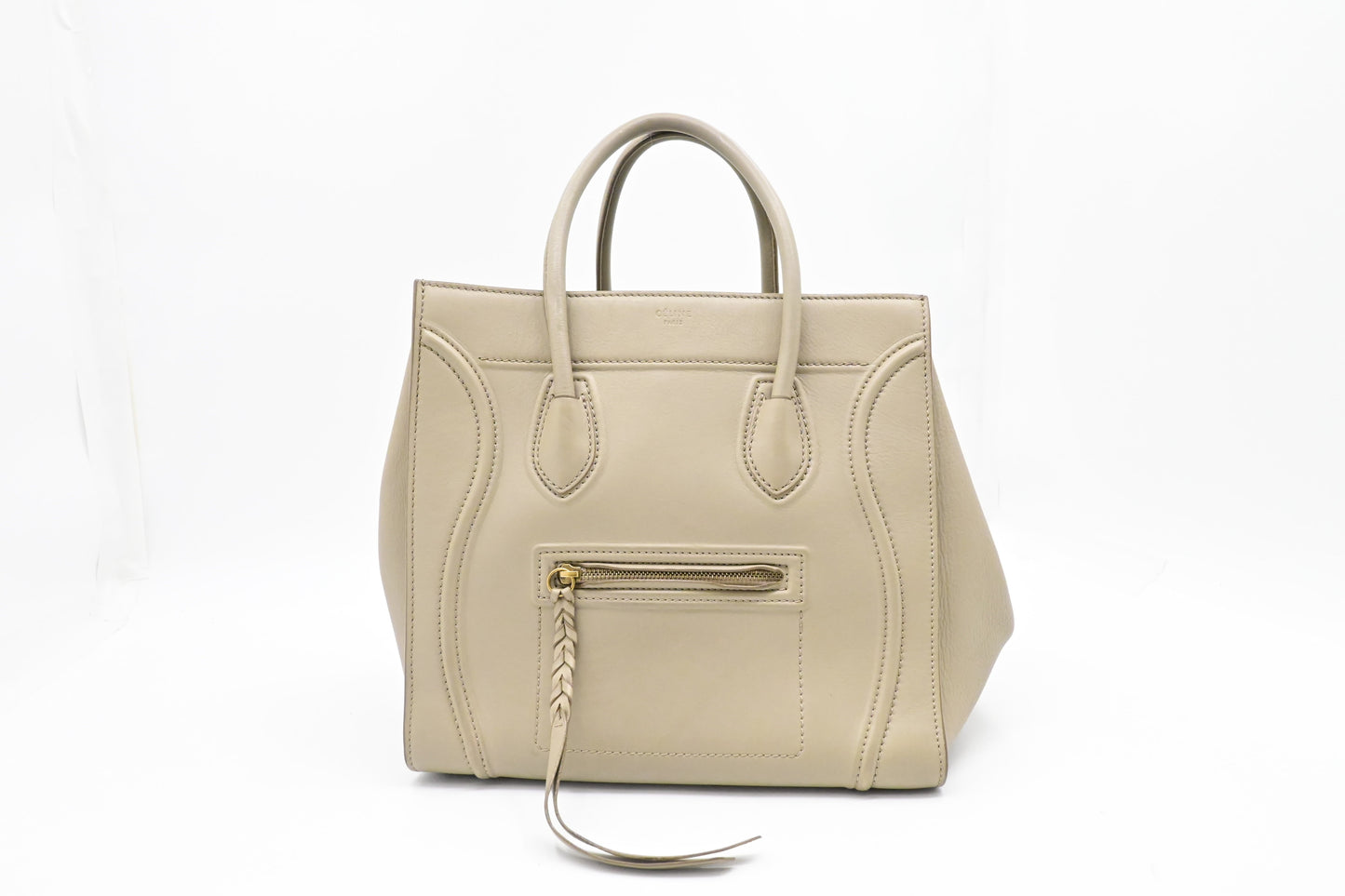 Celine Phantom In Handbag Leather Beige Travel Bag