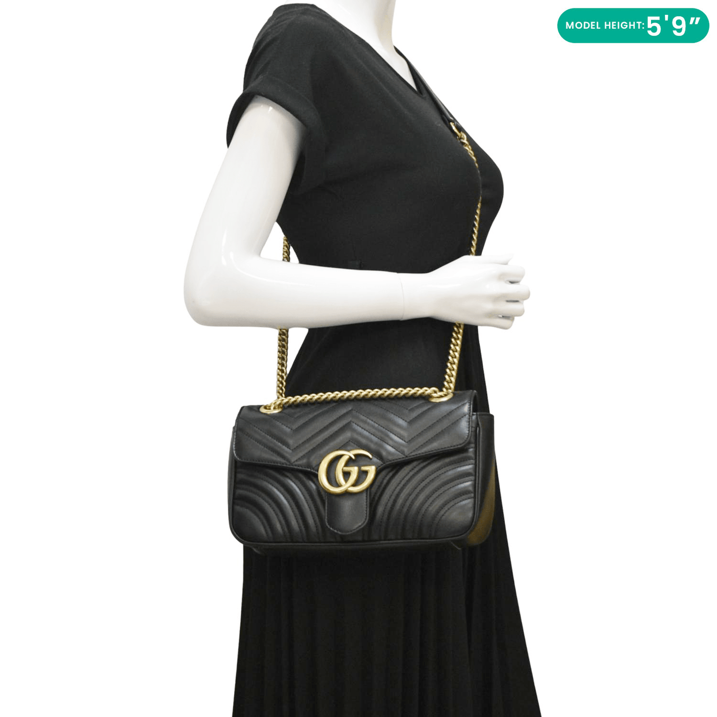 Gucci Marmont Small Crossbody Bag Leather Matelasse Bag Black