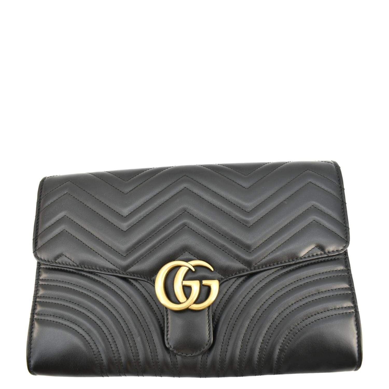 Gucci Marmont Chevron Clutch Bag Leather Matelasse