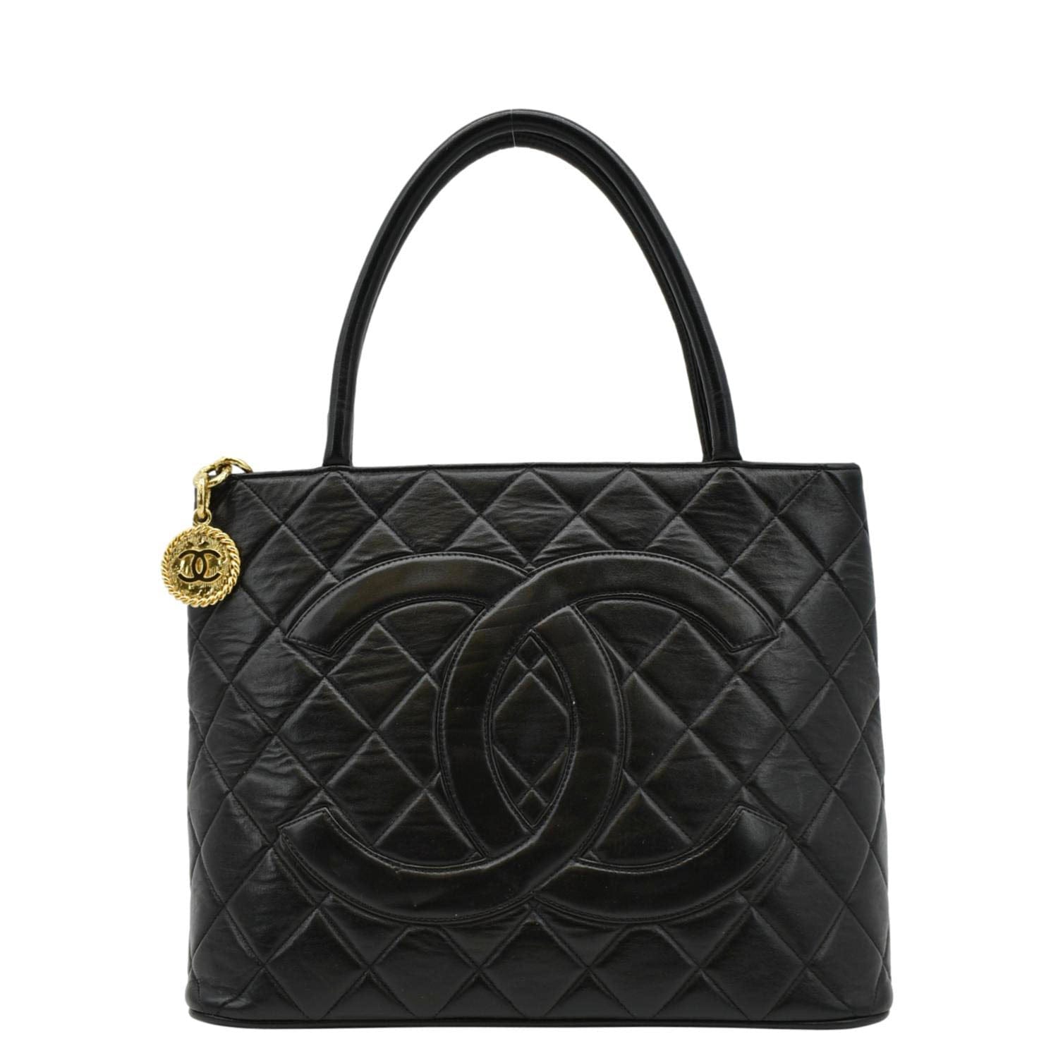 Chanel Medallion Quilted Caviar Leather Black Travel Bag