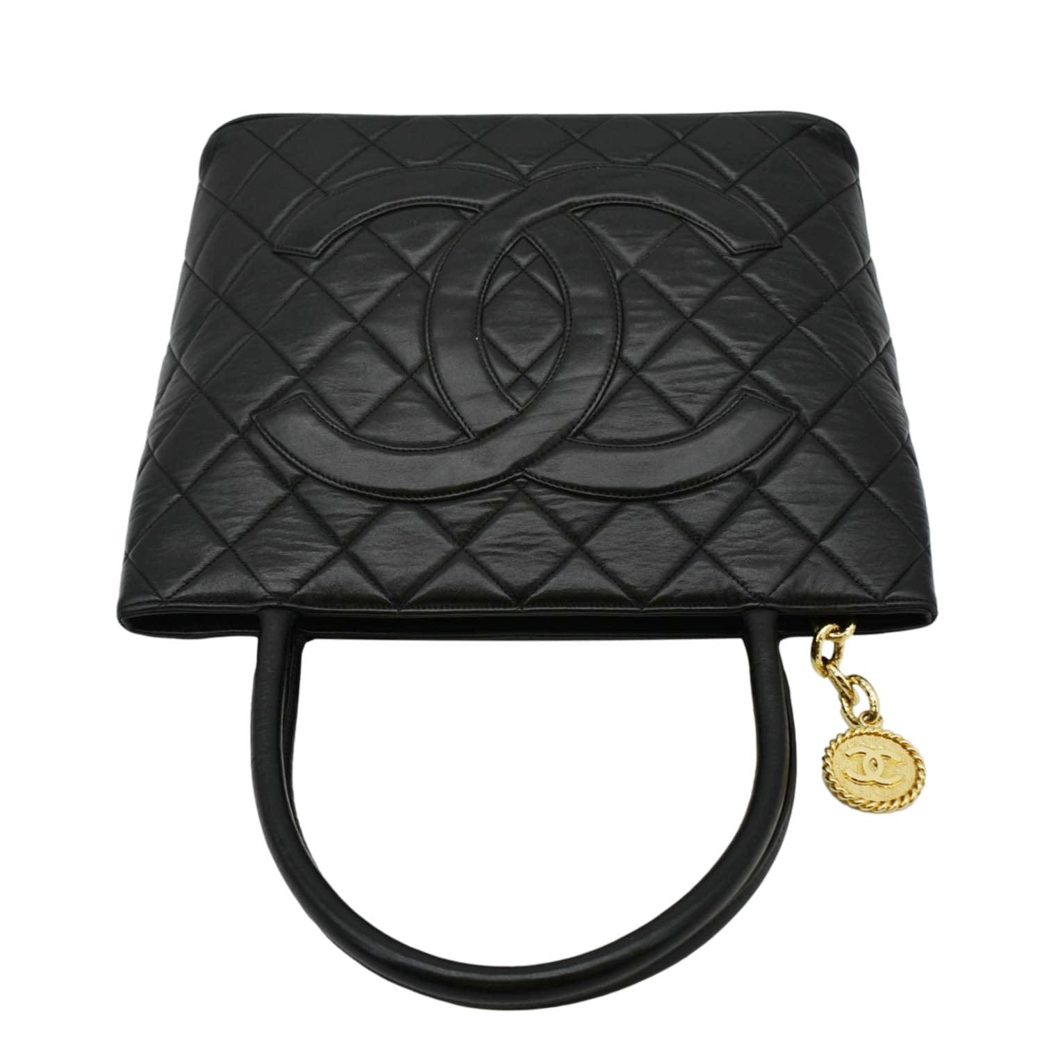 Chanel Medallion Quilted Caviar Leather Black Travel Bag