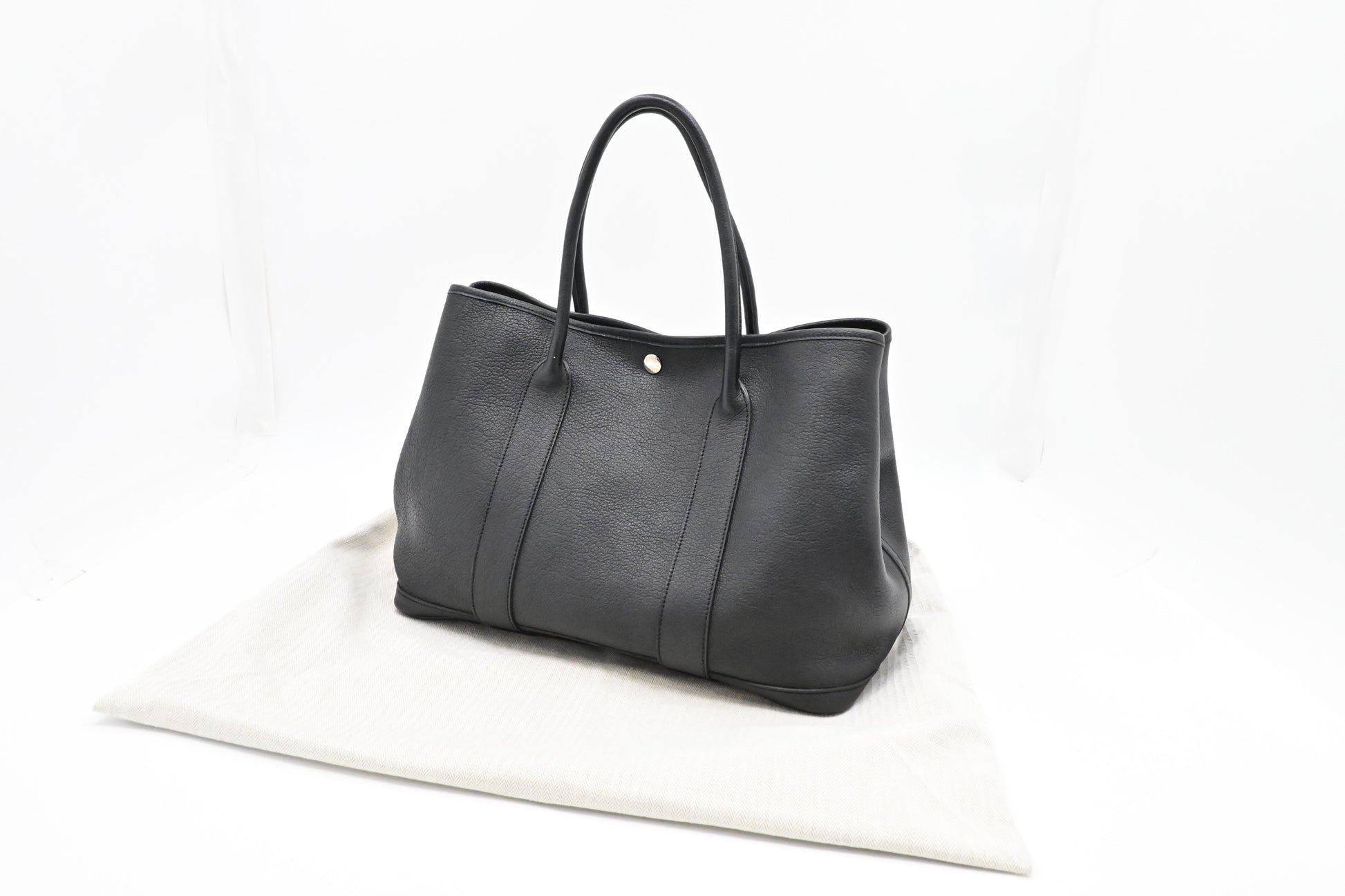 Hermes Garden Party In Handbag Leather Black Travel Bag