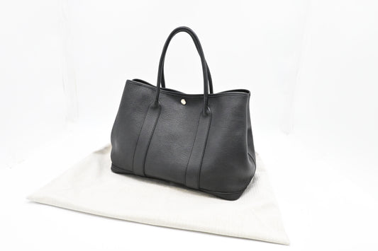 Hermes Garden Party In Handbag Leather Black Travel Bag