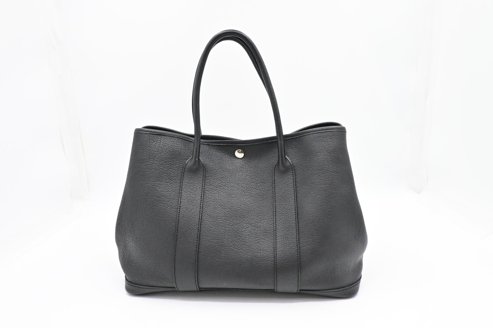 Hermes Garden Party In Handbag Leather Black Travel Bag