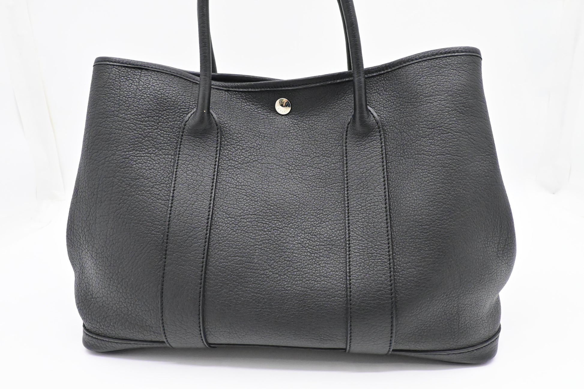Hermes Garden Party In Handbag Leather Black Travel Bag