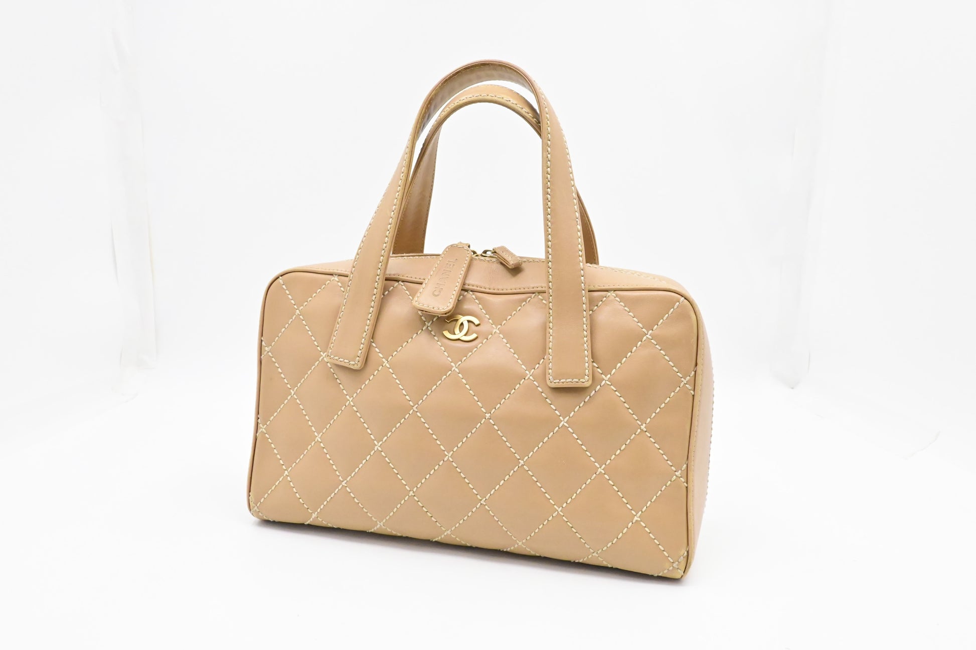 Chanel Surpique Beige Leather Tote Bag