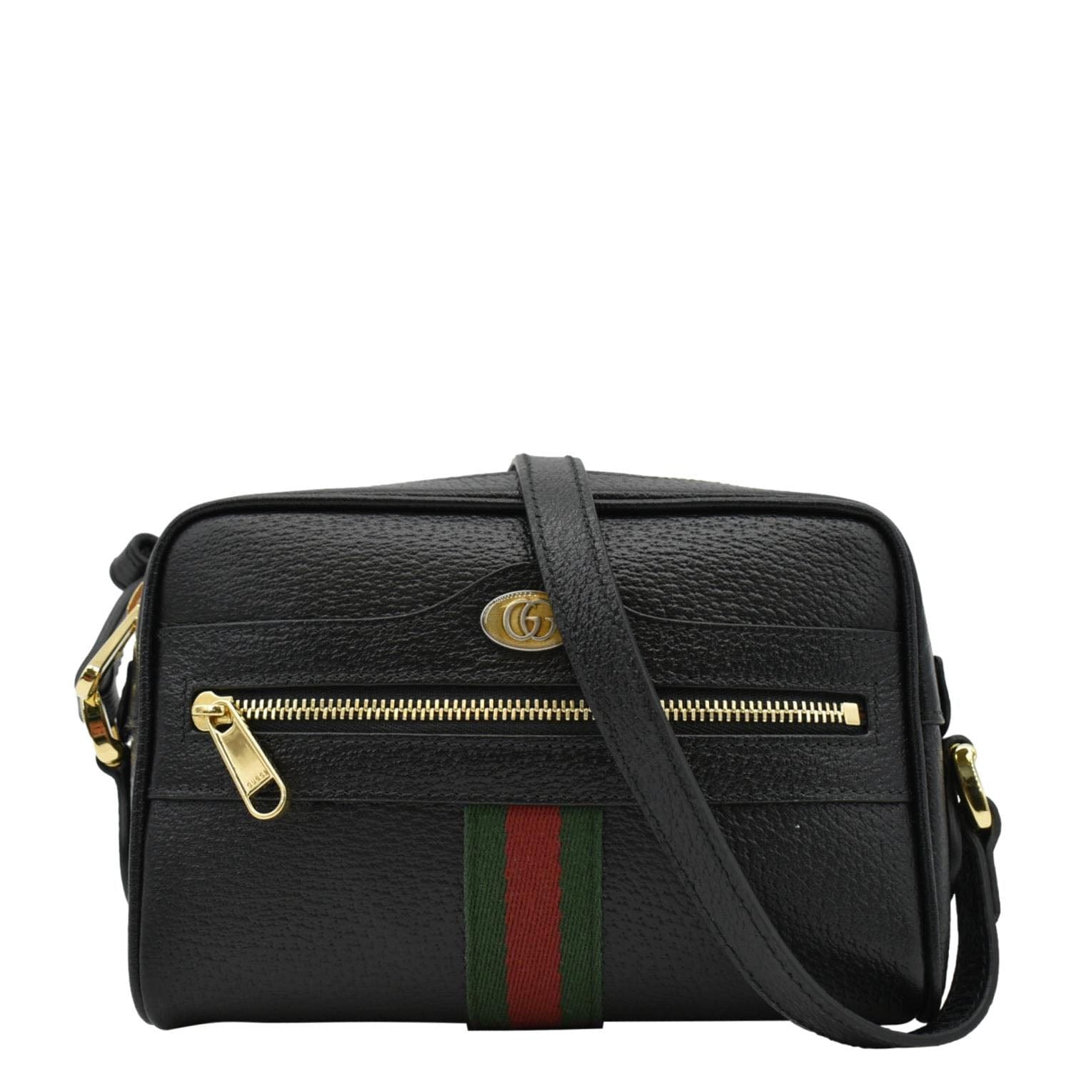 Gucci Ophidia Web Crossbody Bag Leather Black